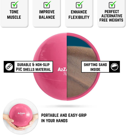 Toning Ball - Weighted Toning Exercise Ball - Soft Weighted Medicine Ball for Pilates, Yoga, Physical Therapy and Fitness