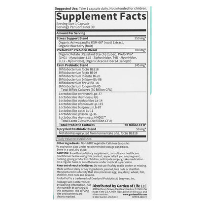 Probiotics Calm, 50 Billion, 30 Vegetarian Capsules