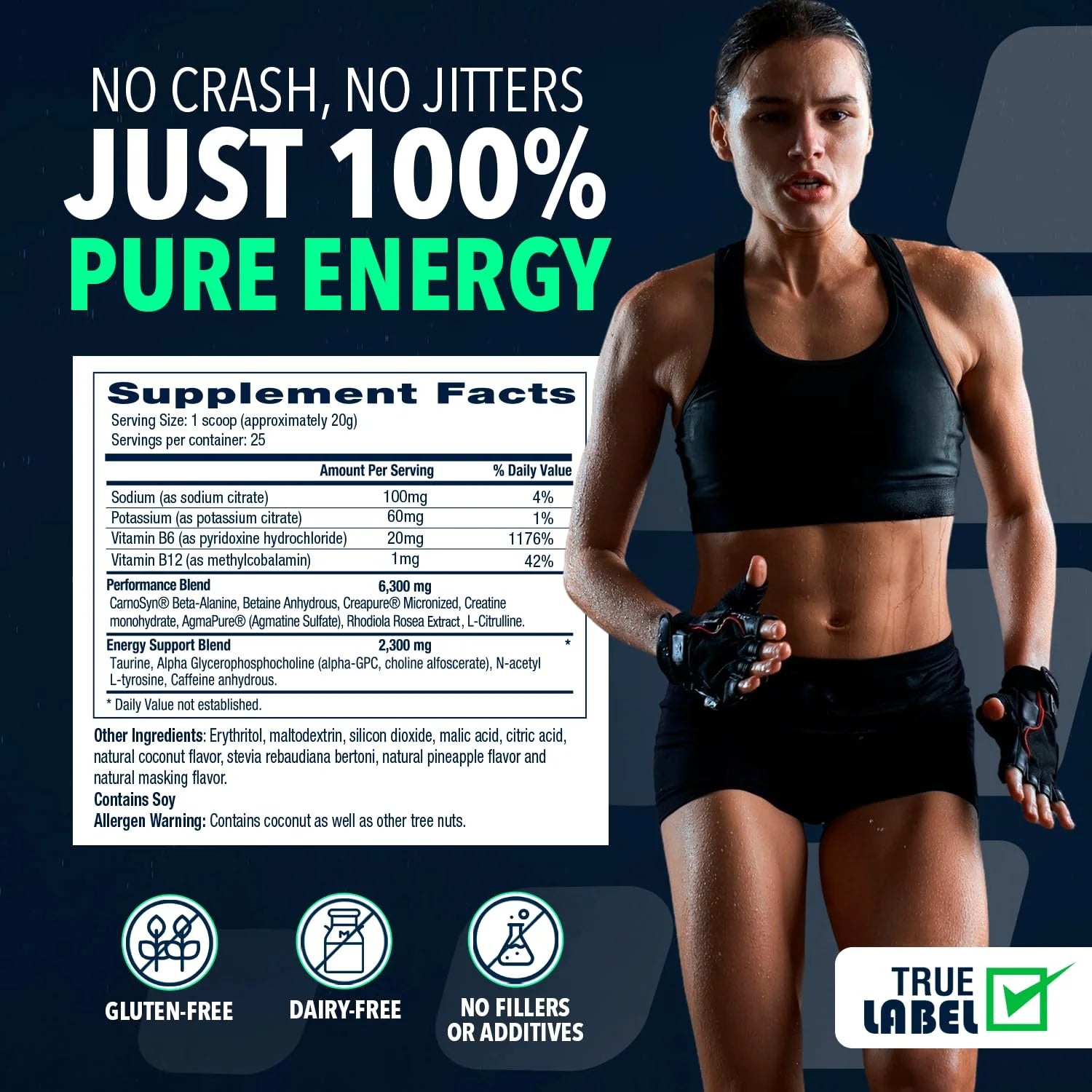 Pre-Workout Powder – Energy, Focus, Strength & Endurance Support for Men & Women – Strawberry Lemonade – 25 Servings