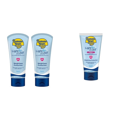 Light as Air Sunscreen Lotion SPF 50 Twin Pack | Lightweight Sunscreen & Light as Air Face Sunscreen Lotion SPF 50, 3Oz | Travel Size Sunscreen