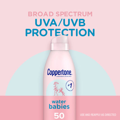Waterbabies Sunscreen Spray, SPF 50 Baby Sunscreen, 6 Oz, Pack of 2