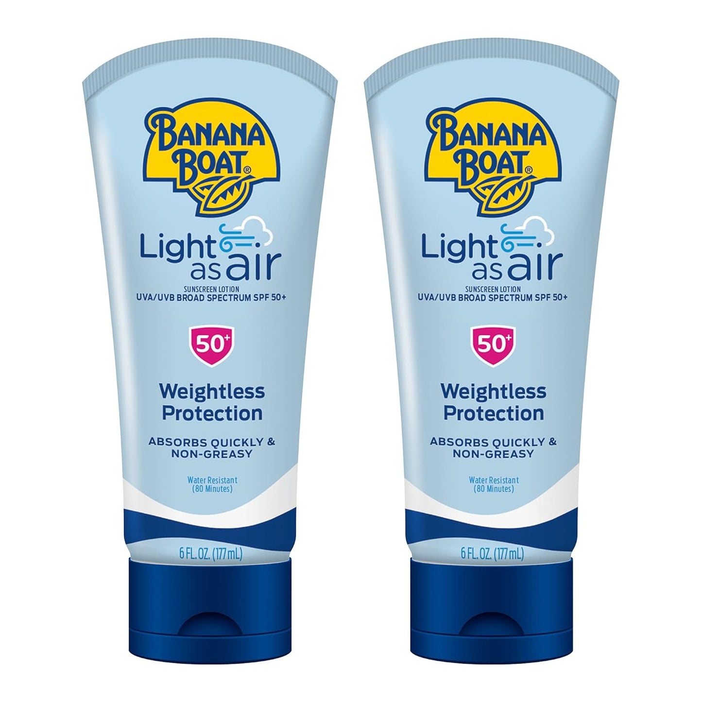 Light as Air Sunscreen Lotion SPF 50 Twin Pack | Lightweight Sunscreen & Light as Air Face Sunscreen Lotion SPF 50, 3Oz | Travel Size Sunscreen