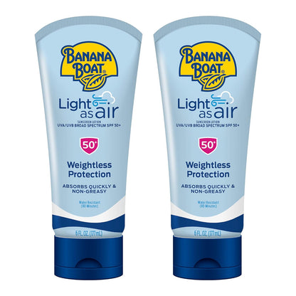 Light as Air Sunscreen Lotion SPF 50 Twin Pack | Lightweight Sunscreen & Light as Air Face Sunscreen Lotion SPF 50, 3Oz | Travel Size Sunscreen