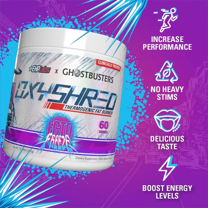X Ghostbusters Oxyshred Pre Workout Powder Supplement - Preworkout Powder with Acetyl L Carnitine, Energy Boost Drink - Ecto Freeze, 60 Servings