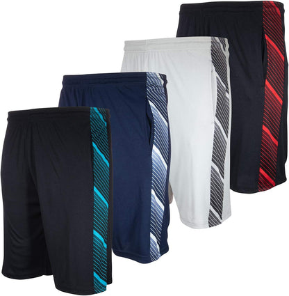 Long Basketball Shorts for Men, 4 Pack, Sports, Fitness, and Exercise, Athletic Performance
