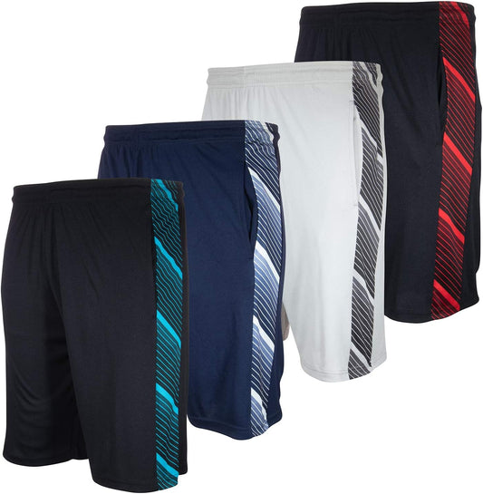 Long Basketball Shorts for Men, 4 Pack, Sports, Fitness, and Exercise, Athletic Performance