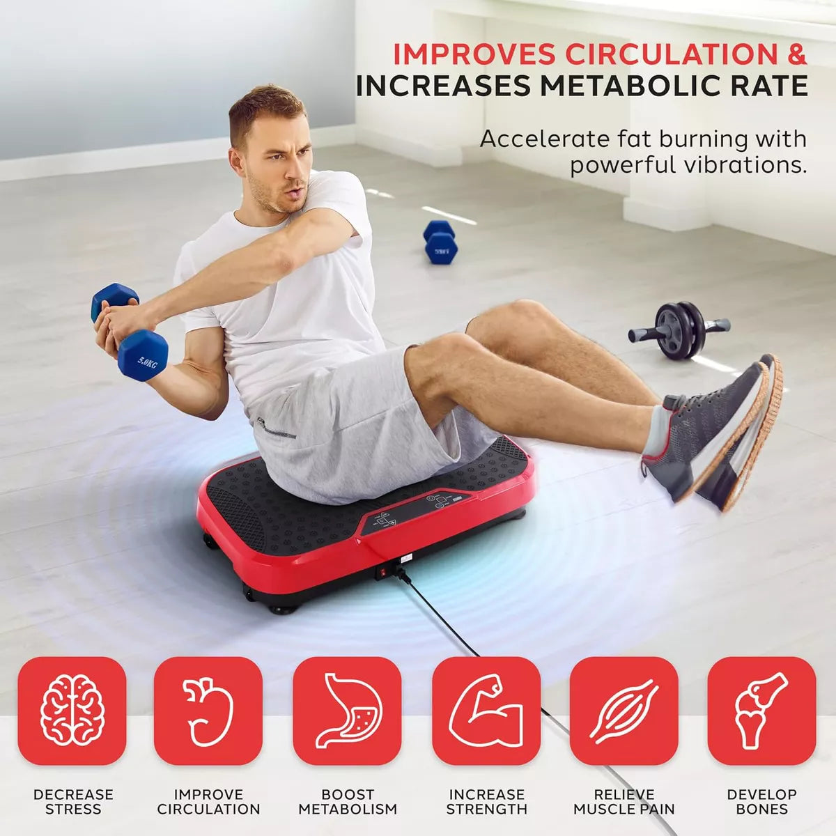 Hurtle Core Fitness Training Vibration Machine Full-Body Vibration Workout – HURVBTR36RD