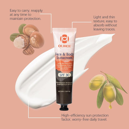 Sunscreen for Face & Body SPF 30, Moisturizing Facial Sunscreen, Non-Greasy Formula