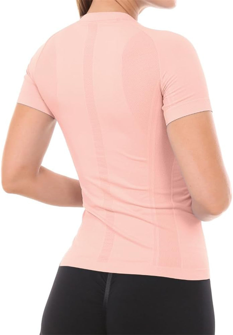 Workout Shirts for Women Short Sleeve, Workout Tops for Women, Quick Dry Gym Athletic Tops，Seamless Yoga Shirts