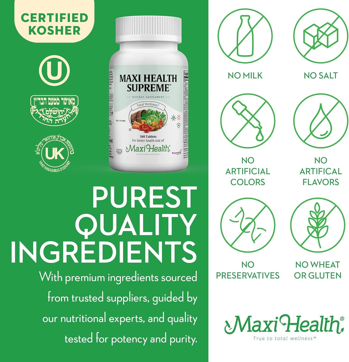 Multivitamin for Men & Women – Supreme High Potency Daily Multi with Minerals, Coq10 & Antioxidants – Energy, Immune Support, Bone, Heart & Wellness – Vitamin A, C, D, E, B12, B6 & Biotin 180 Tablets