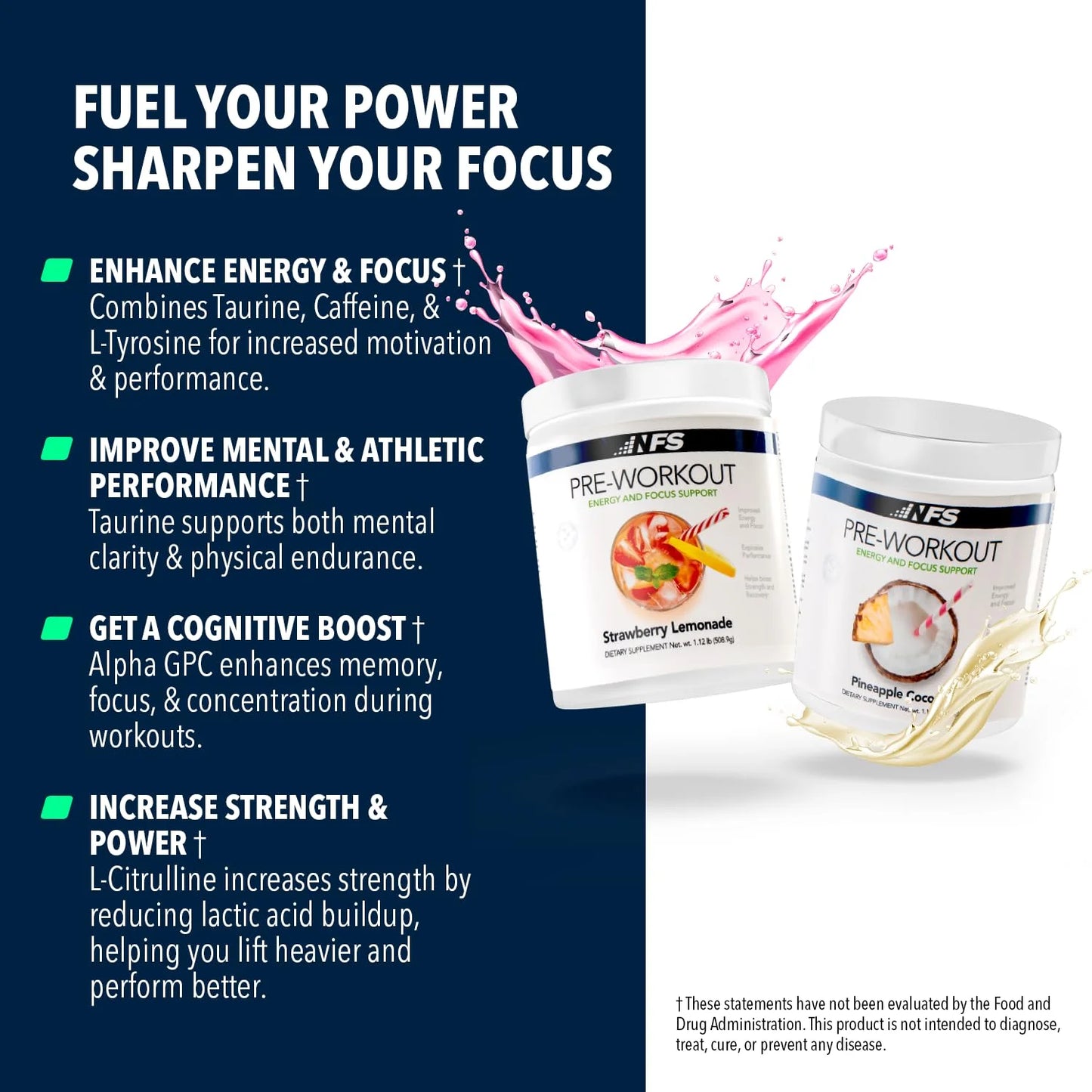 Pre-Workout Powder – Energy, Focus, Strength & Endurance Support for Men & Women – Strawberry Lemonade – 25 Servings