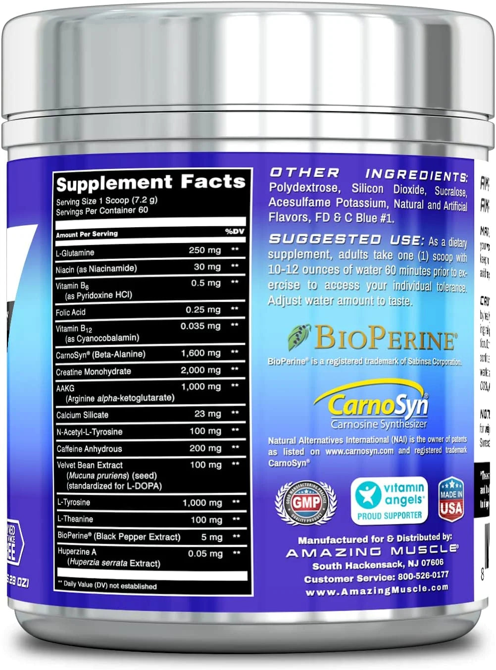 Max Boost Pre-Workout Formula, 60 Servings- Sucralose - Blue Raspberry