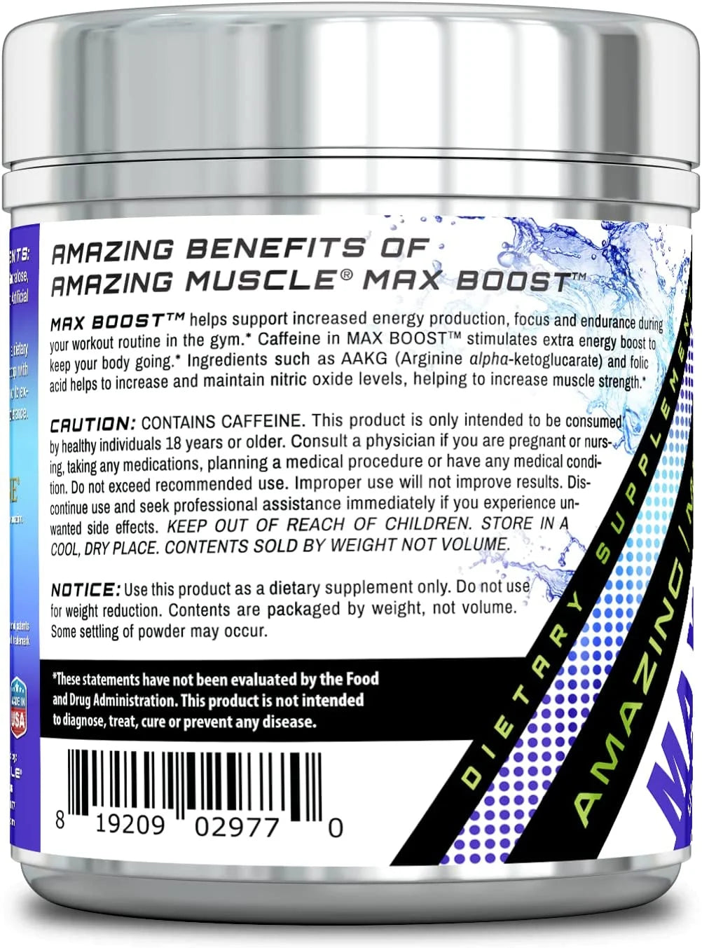 Max Boost Pre-Workout Formula, 60 Servings- Sucralose - Blue Raspberry