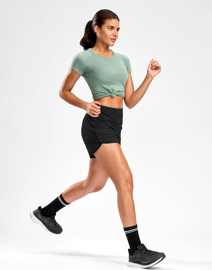 Women'S Running Shorts with Mesh Liner 3" Workout Athletic Shorts for Women with Phone Pockets