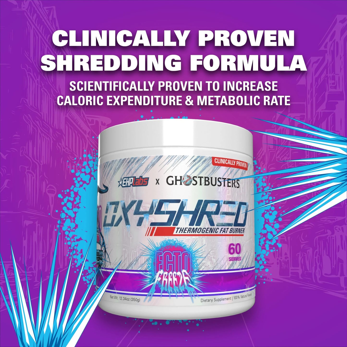 X Ghostbusters Oxyshred Pre Workout Powder Supplement - Preworkout Powder with Acetyl L Carnitine, Energy Boost Drink - Ecto Freeze, 60 Servings